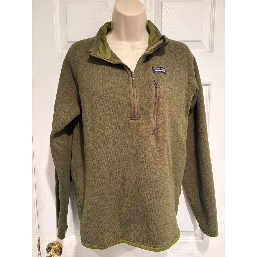 Patagonia Better Sweater Mens Medium Olive Green 1/4 Zip Fleece Pullover 25527